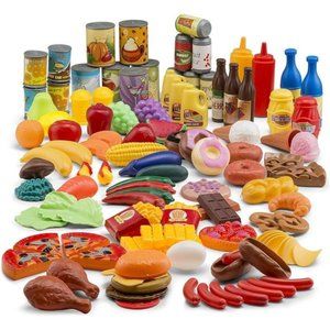 Pretend Play Food Sets for Kids Kitchen Ages 3+ (122pcs) - Toy Food for Kids